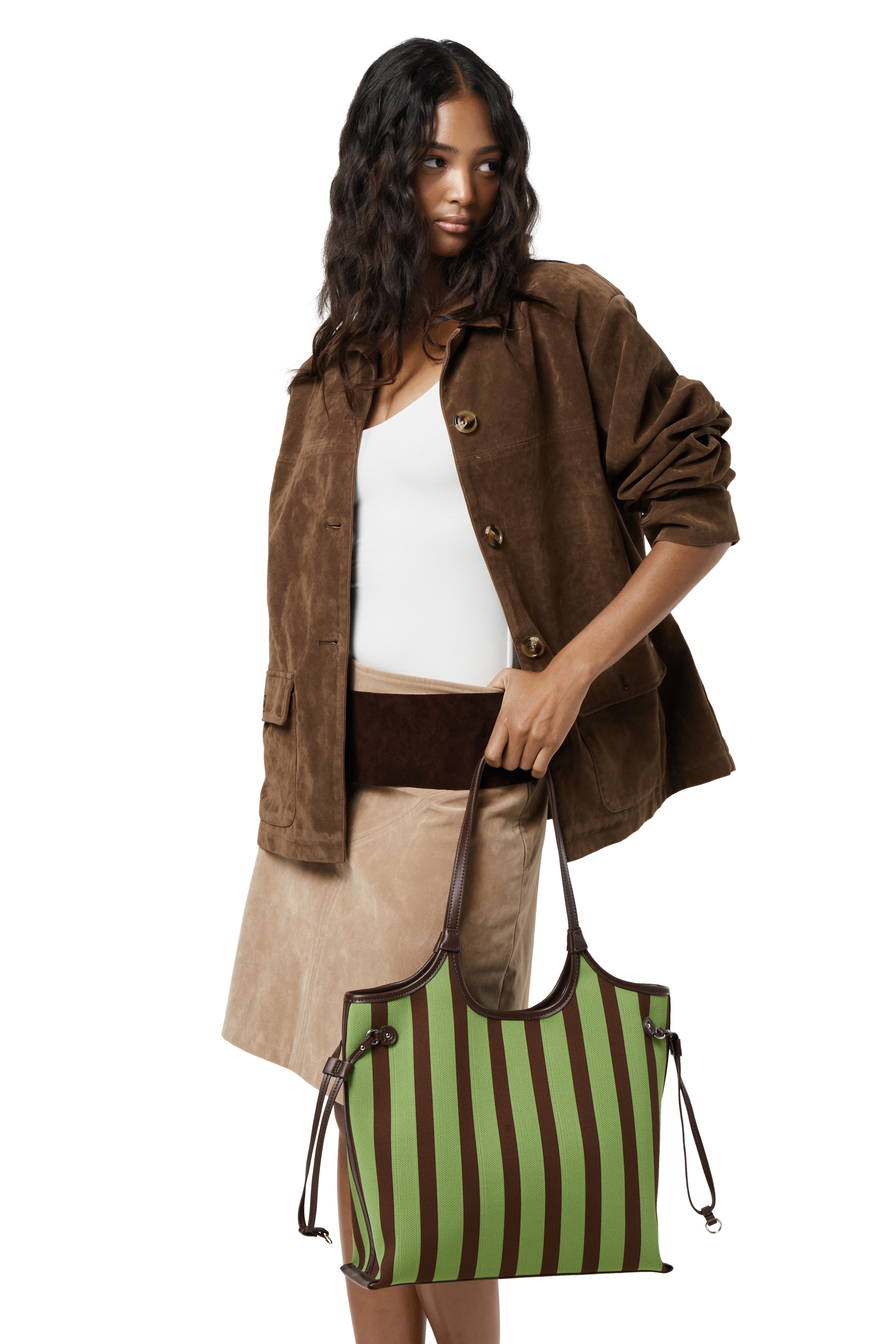 Augustine Stripe Tote in Green